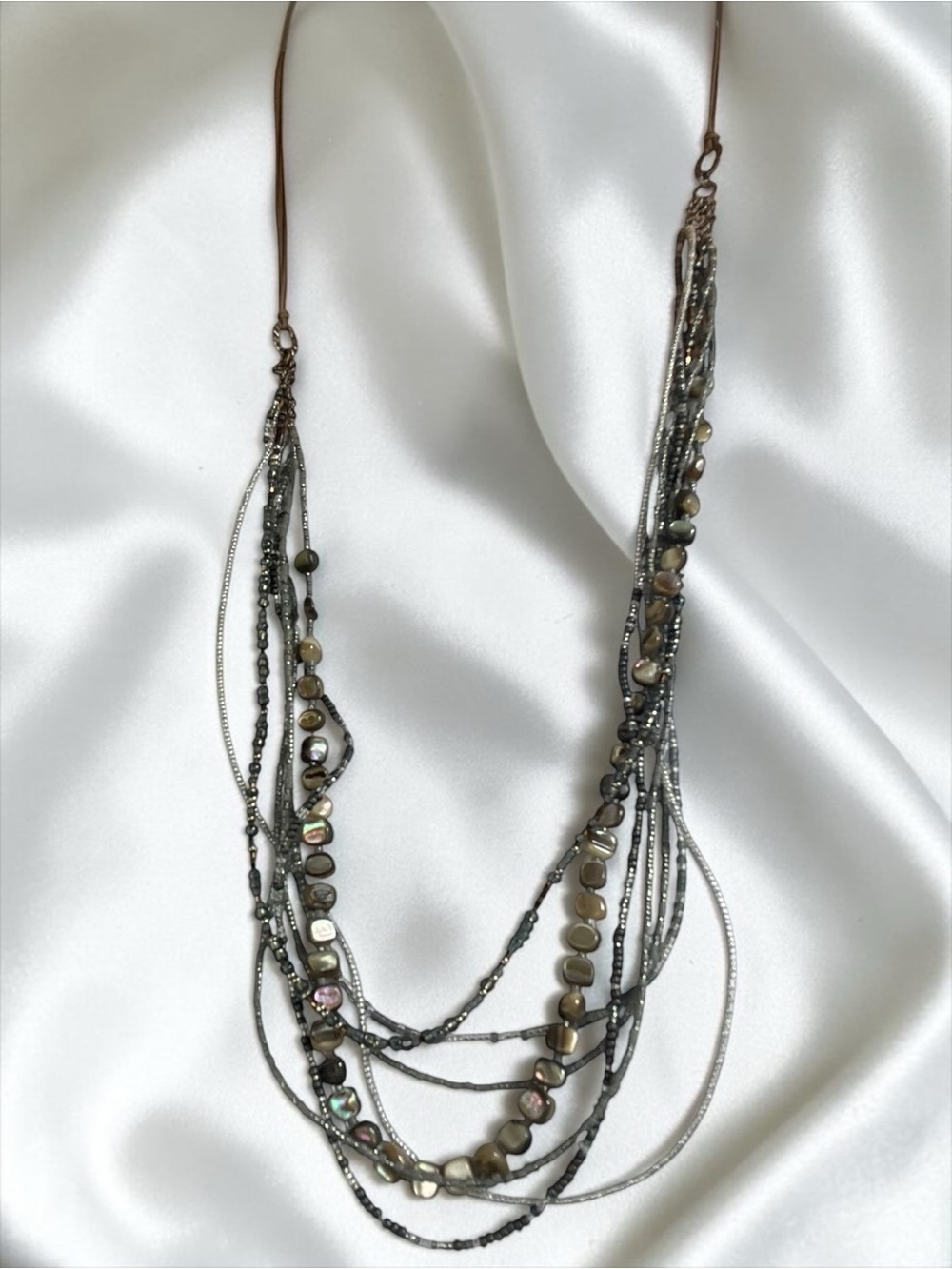 Silpada Multi Strand Mixed Materials Cascade Statement Necklace